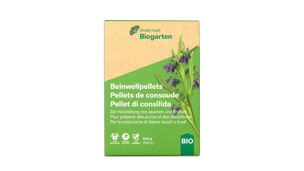 Beinwellpellets – Zur Herstellung von Jauchen und Brühen zur Förderung von Blüten-, Frucht-, Wurzel- und Knollenbildung