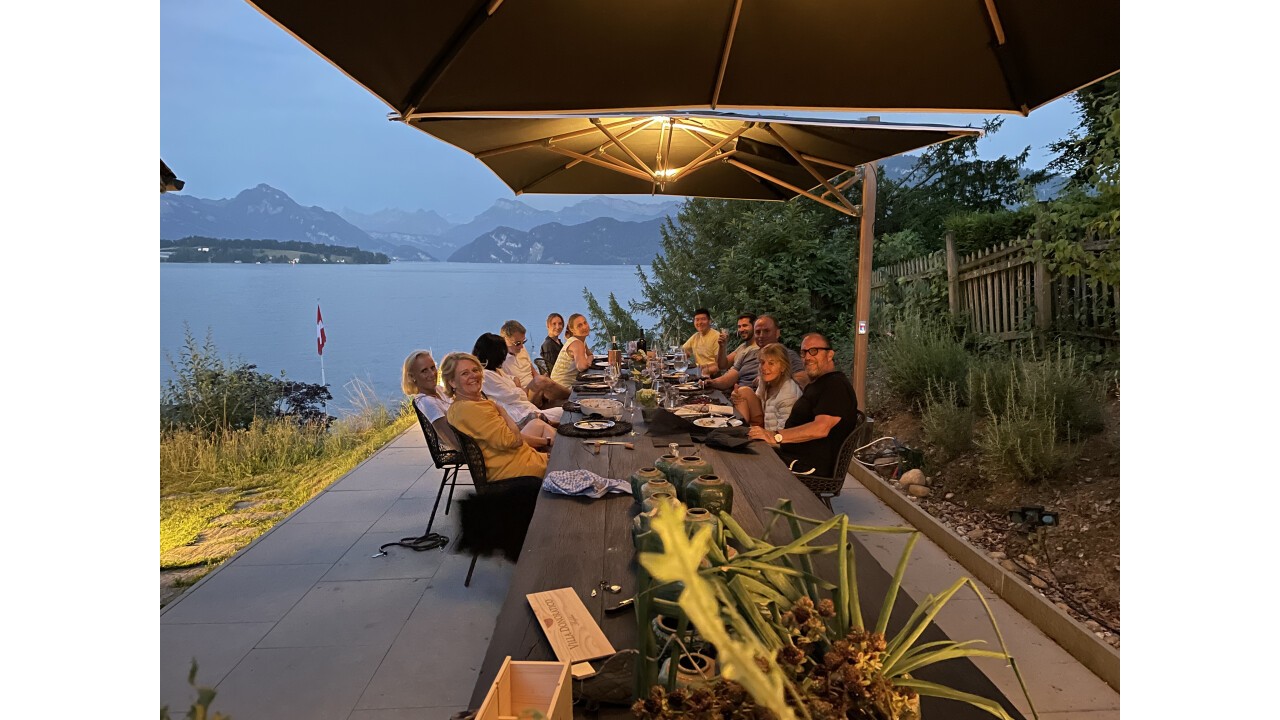 Iron Wood table burned black, 800x110 cm Tuuci Umbrella with LED light & Automatic