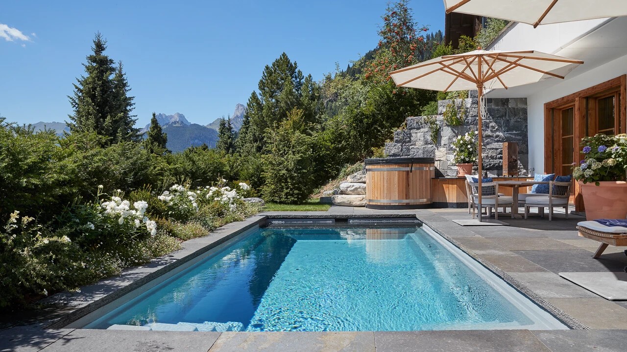 Swimming with a view of the Alps