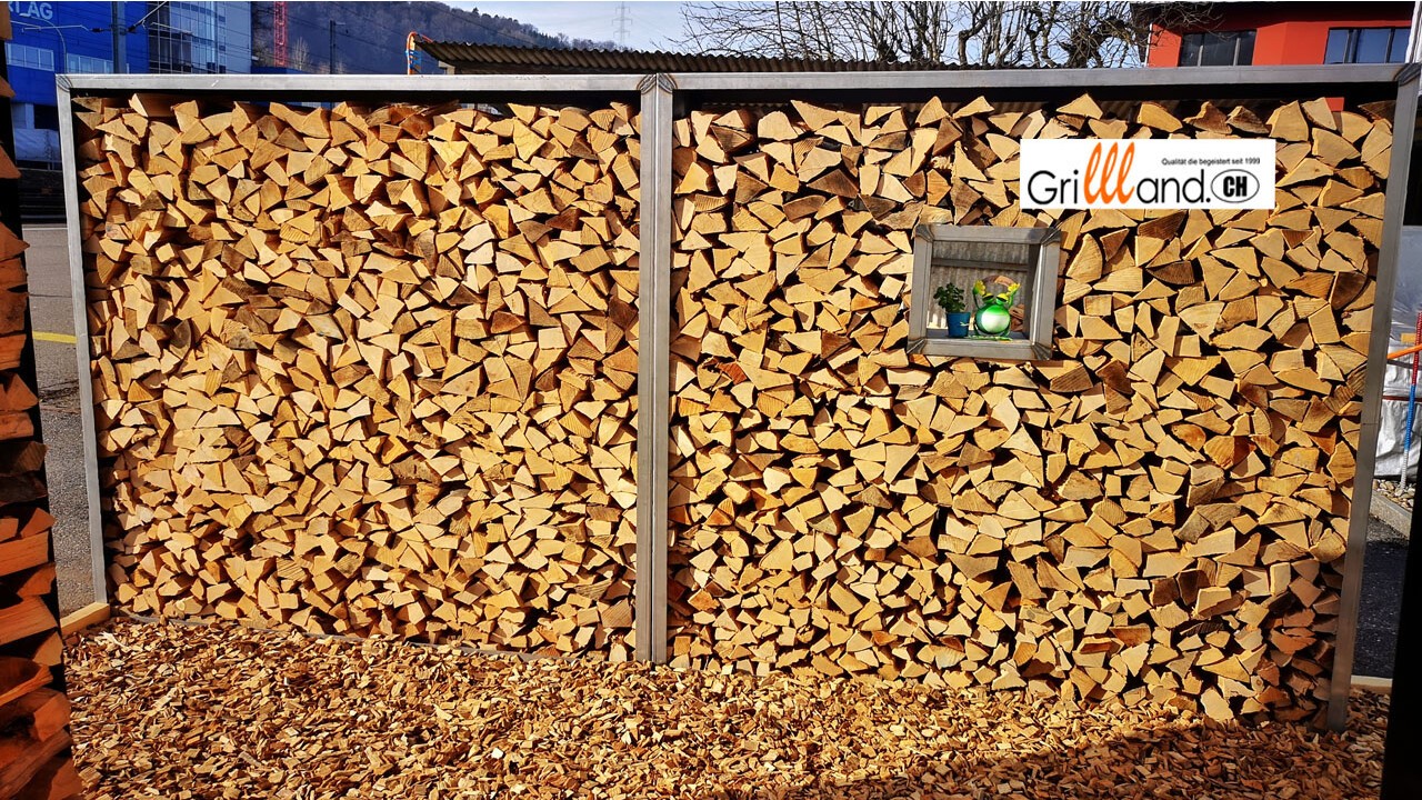 2 Firewood shelves steel untreated - Standard Measure: L 2 m x H 2 m x D 40 cm