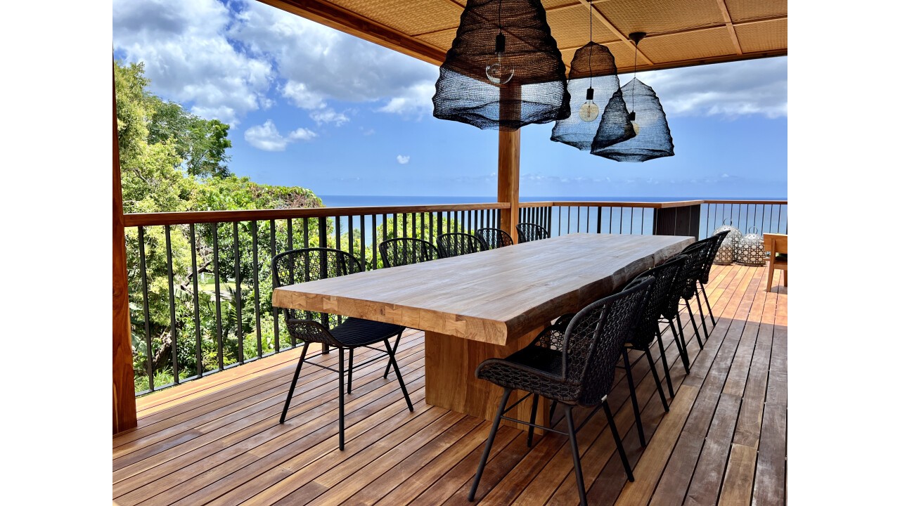 Teak Table & Mata Ayam chairs, Lamps wirelace