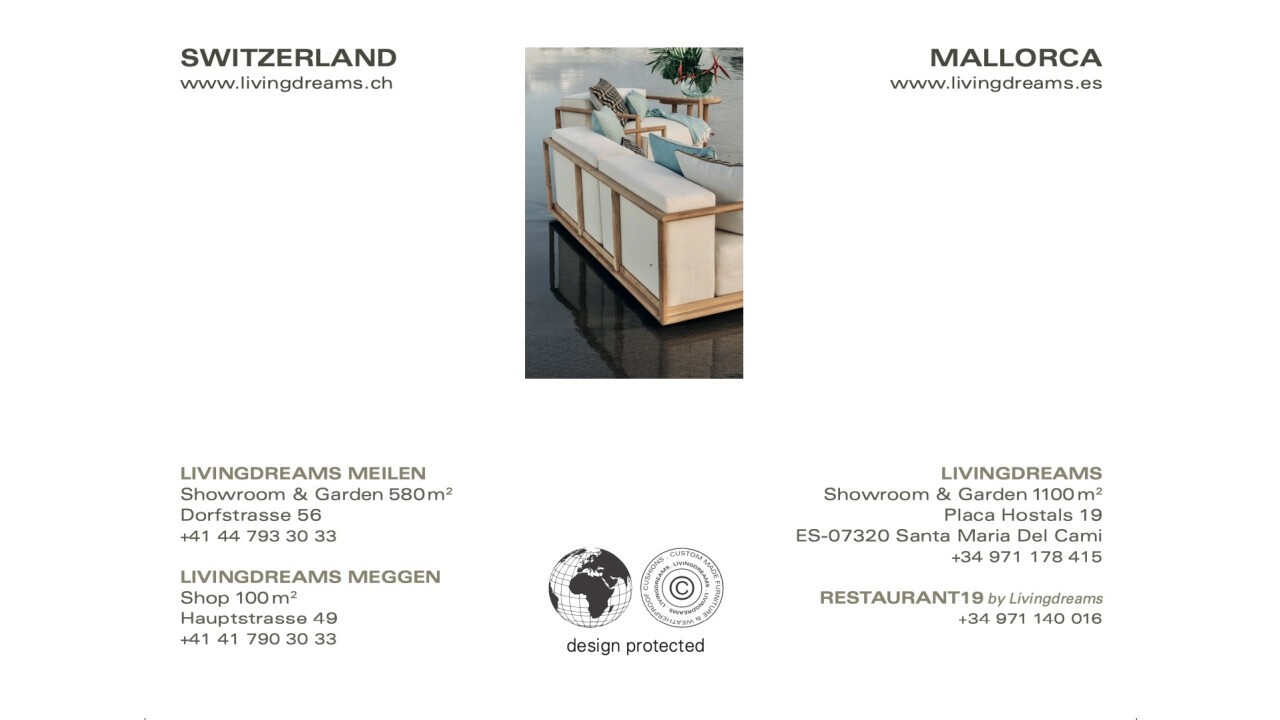 Die neue Lounge aus Teak Holz mit feinen Profilen und opulenten Kissen zeigt eine ganz neue Form, welche sich auch für Indoor eignet. 