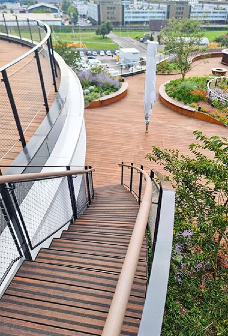 Gebogener Holzhandlauf als Designelement